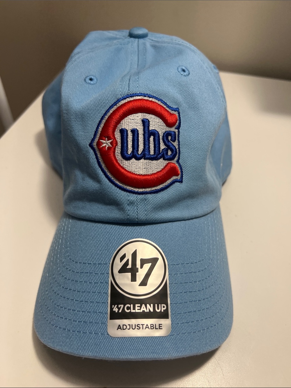 47 Light Blue Cubs Logo Clean Up Adjustable Hat